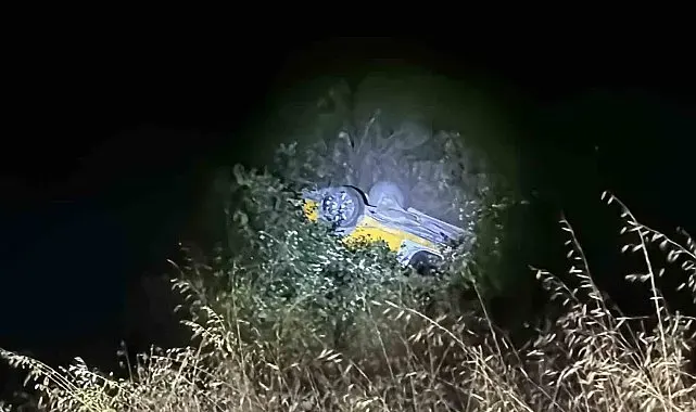 Düzce'de kontrolden çıkan araç şarampole uçup takla attı