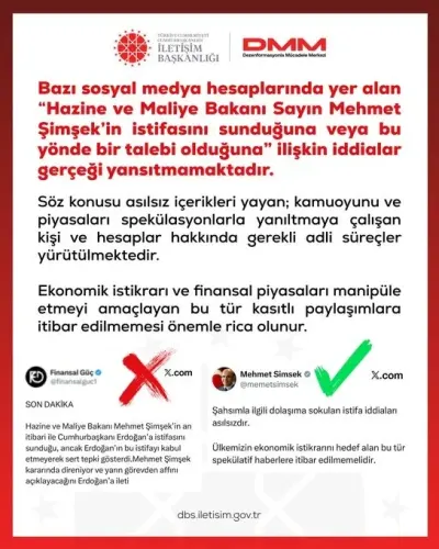 DMM'den Mehmet Şimşek'in İstifa İddialarına Yalanlama