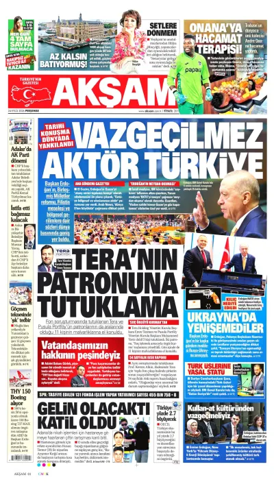 Akşam manşeti