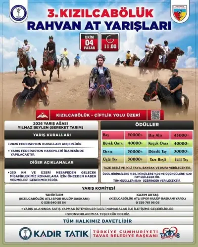 Tavas Belediyesi 3. Kızılcabölük Rahvan At Yarışları İçin Tarih Verdi