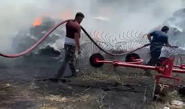 Burdur'da samanlık yangını