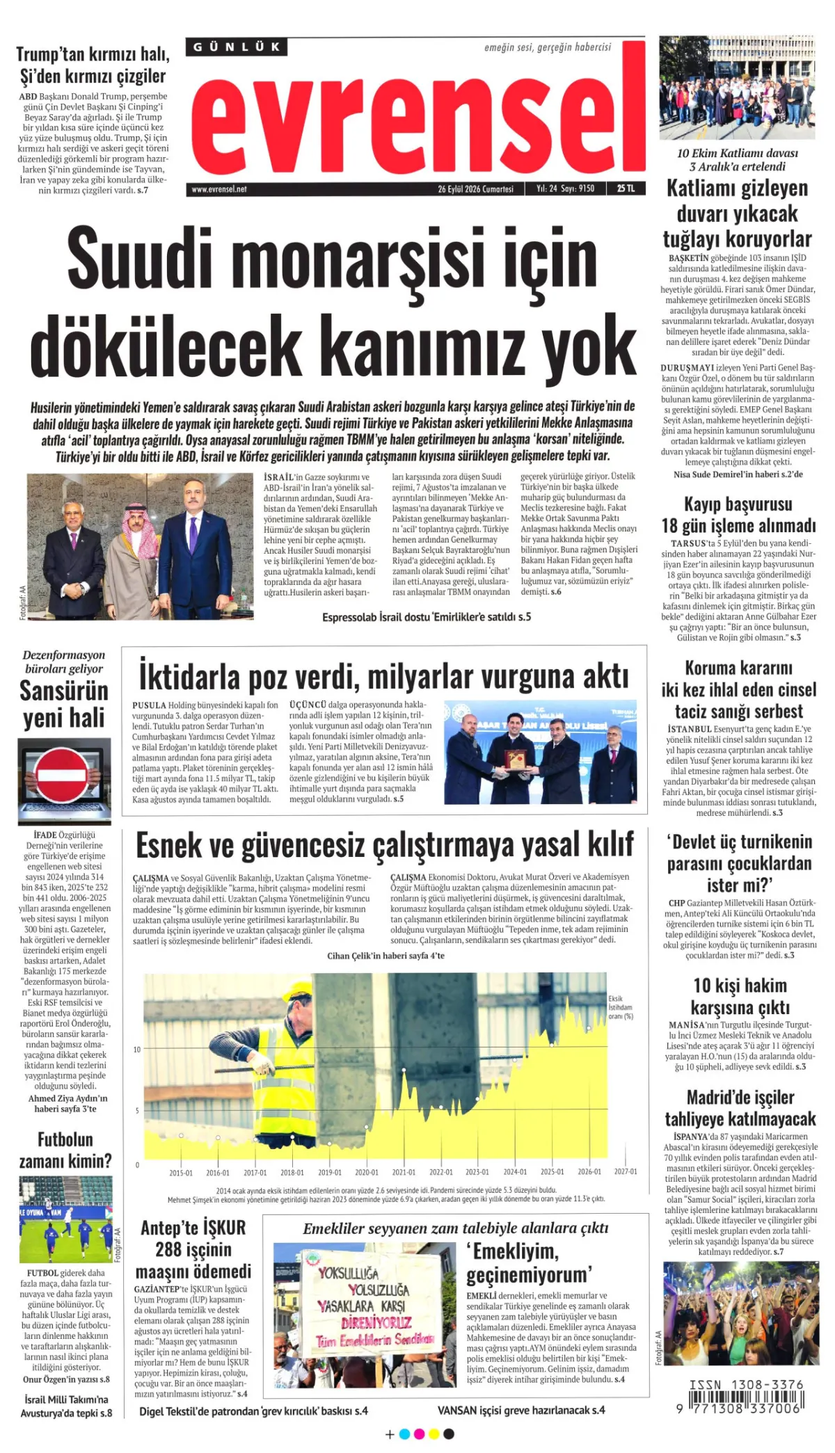 Evrensel birinci sayfa manşeti (26 Eylül 2026)