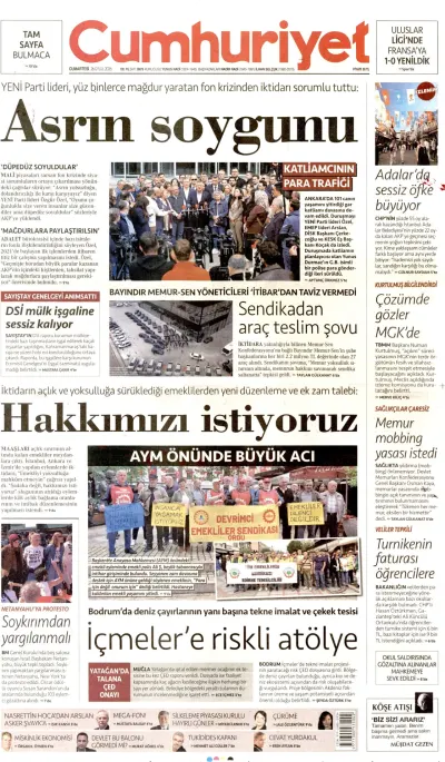 Cumhuriyet manşeti