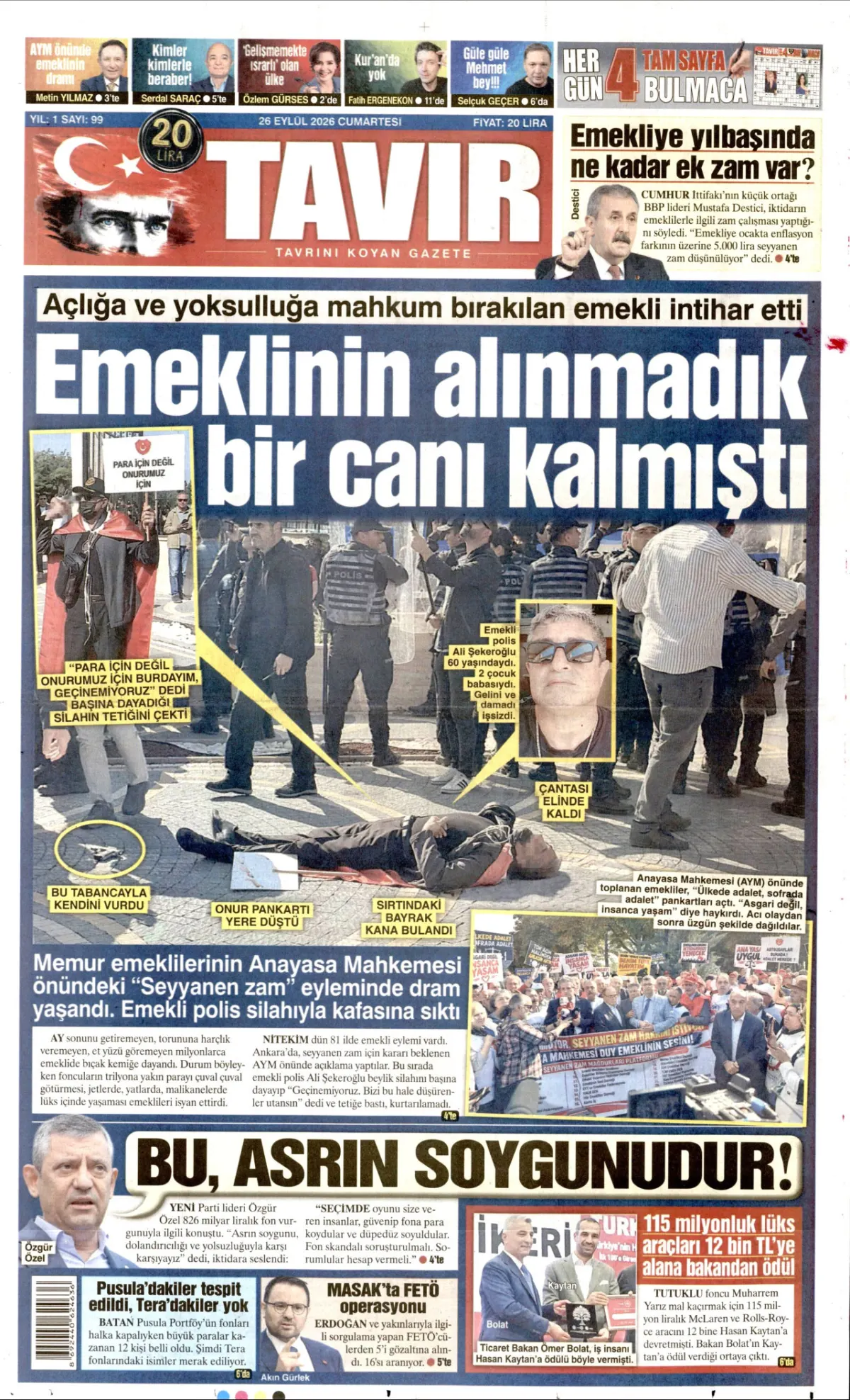 Tavır birinci sayfa manşeti (27 Eylül 2026)