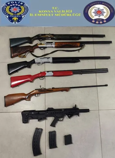 Konya'da ruhsatsız silah operasyonu: 6 tüfek ele geçirildi