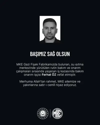 MKE Gazi Fişek Fabrikası’nda Bakım Esnasında İş Kazası: 1 İşçi Hayatını Kaybetti