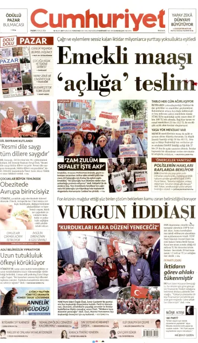 Cumhuriyet manşeti