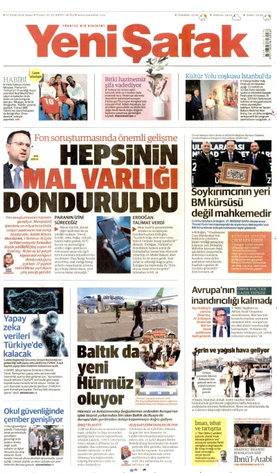 Yeni Şafak manşeti
