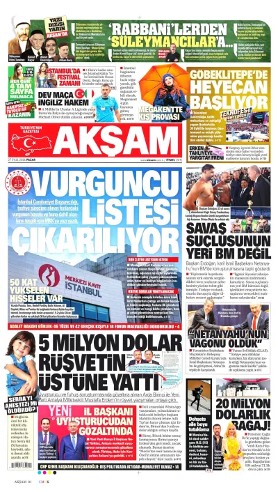 Akşam manşeti