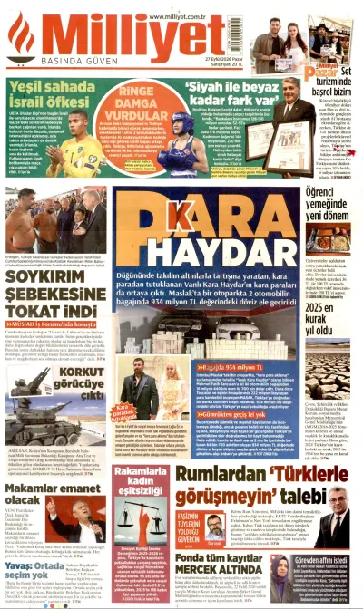 Milliyet manşeti