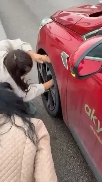Bursa'da Yola Atlayan Yavru Kedi Otomobilin Tekerine Sığındı