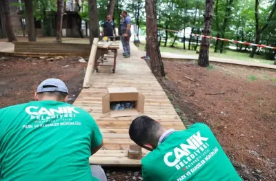 Samsun'daki Hasköy Meşe Orman Park'ta Yenileme Mesaisi
