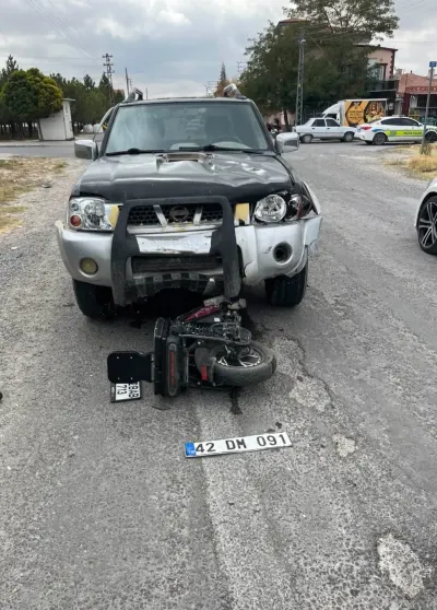 Konya'da Pikap ve Motosiklet Çarpıştı: 1 Yaralı