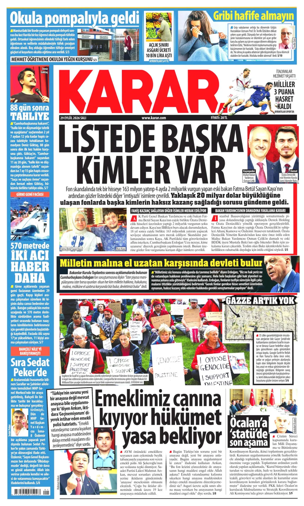 Karar birinci sayfa manşeti (30 Eylül 2026)