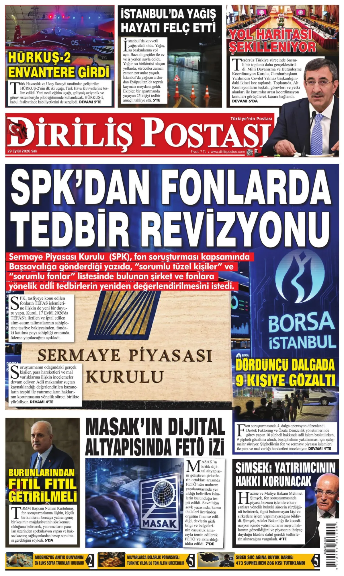 Diriliş Postası birinci sayfa manşeti (30 Eylül 2026)