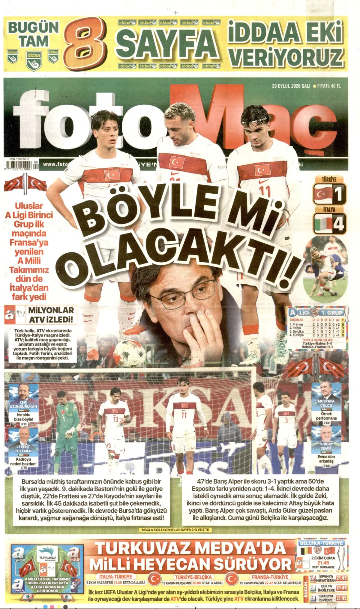 Fotomaç birinci sayfa manşeti (30 Eylül 2026)