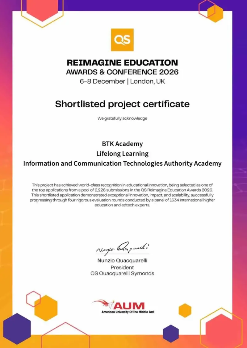 BTK Akademi QS Reimagine Education Awards 2026'da Kısa Listede