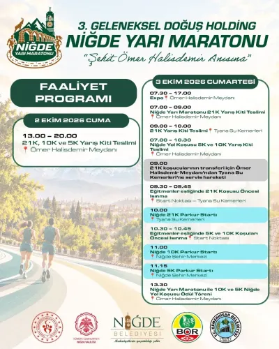 Niğde Yarı Maratonu 3 Ekim'de Tarihi Parkurda Koşulacak