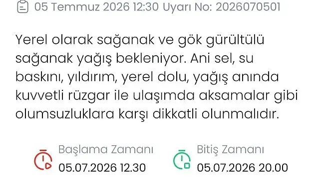 Denizli için kuvvetli yağış ve sel uyarısı