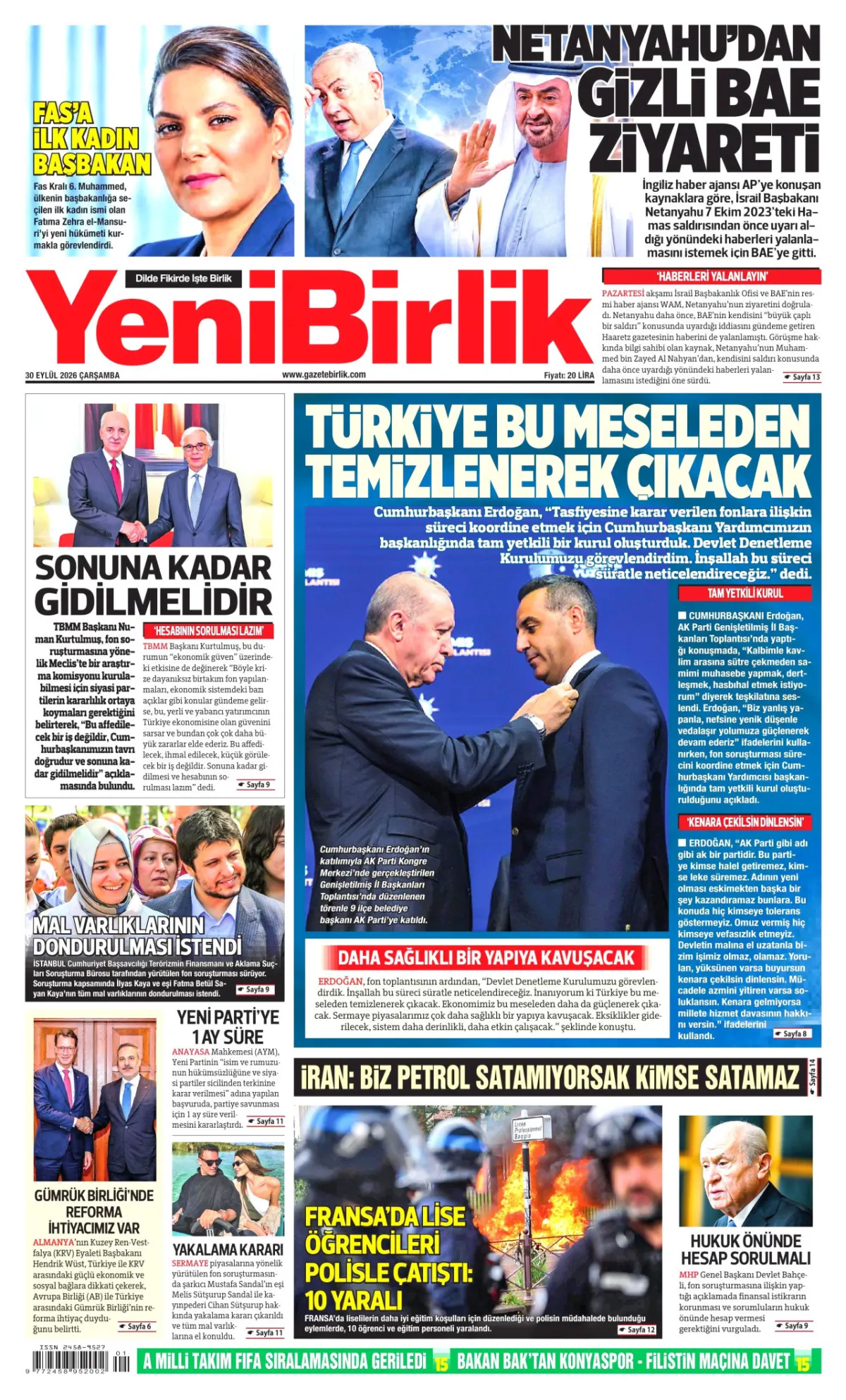 YeniBirlik birinci sayfa manşeti (01 Ekim 2026)