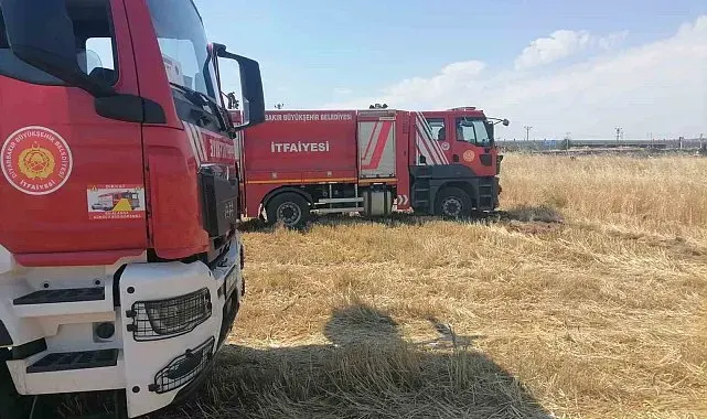 Diyarbakır'da anız yangınlarına itfaiye ekiplerinden müdahale