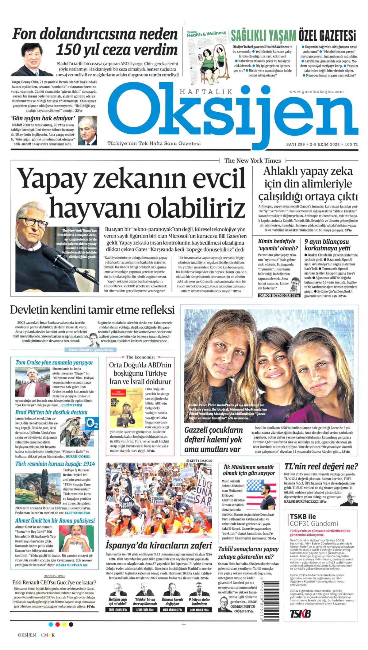 Oksijen birinci sayfa manşeti (02 Ekim 2026)