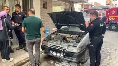 Aydın'da seyir halindeki otomobil alev aldı
