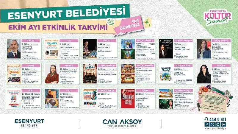 Esenyurt'ta ekim ayı kültür ve sanat takvimi ücretsiz etkinliklerle başlıyor