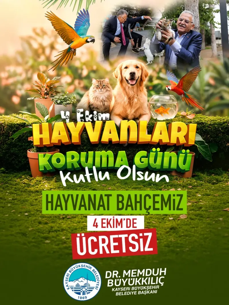 Kayseri'de hayvanat bahçesi 4 Ekim'de ücretsiz ziyaret edilebilecek