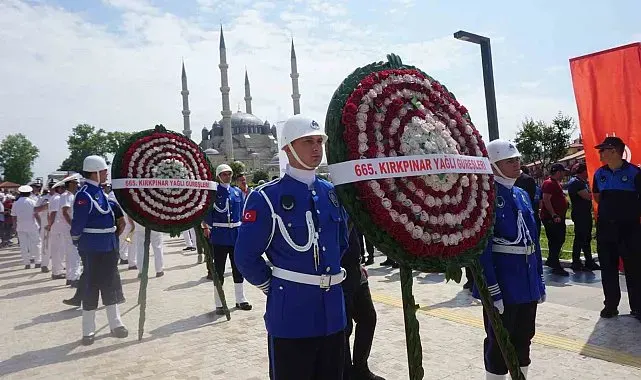 Edirne'de Kırkpınar'ın ağa karşılama geleneği bozulmadı