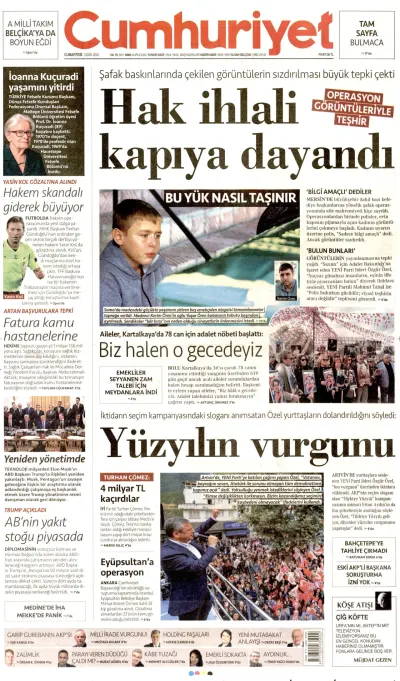 Cumhuriyet manşeti