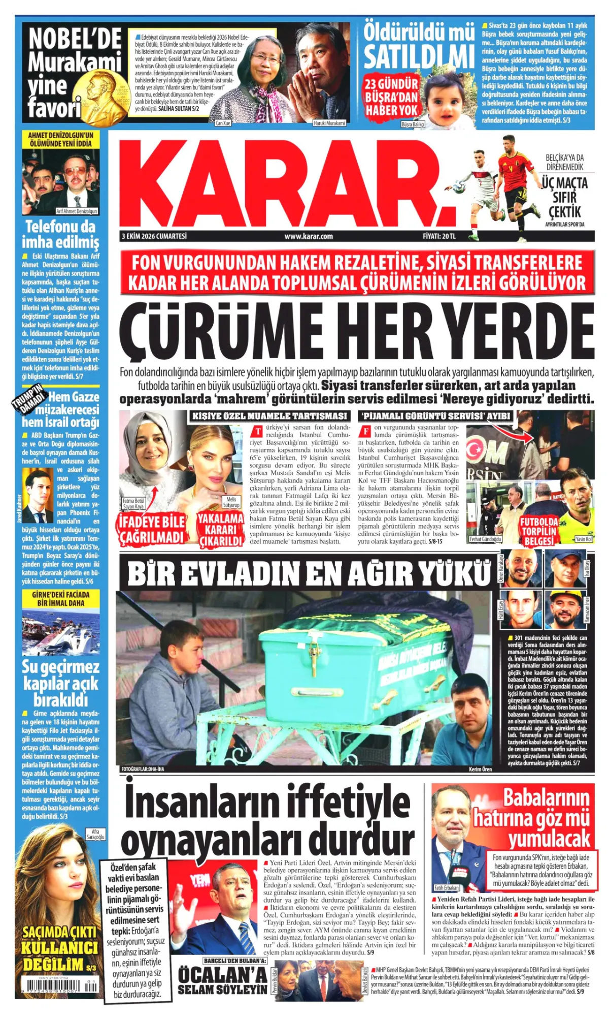 Karar birinci sayfa manşeti (04 Ekim 2026)