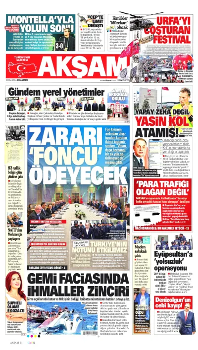 Akşam manşeti