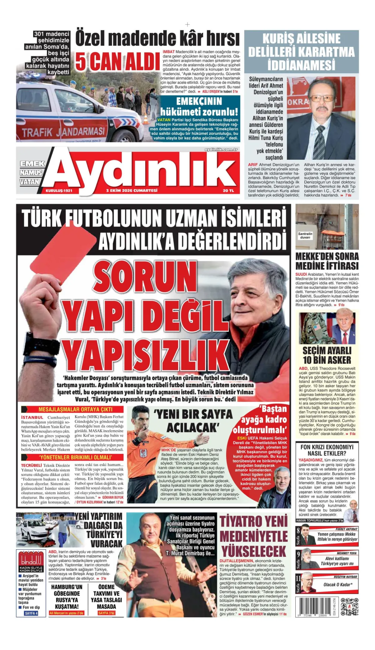 Aydınlık birinci sayfa manşeti (04 Ekim 2026)