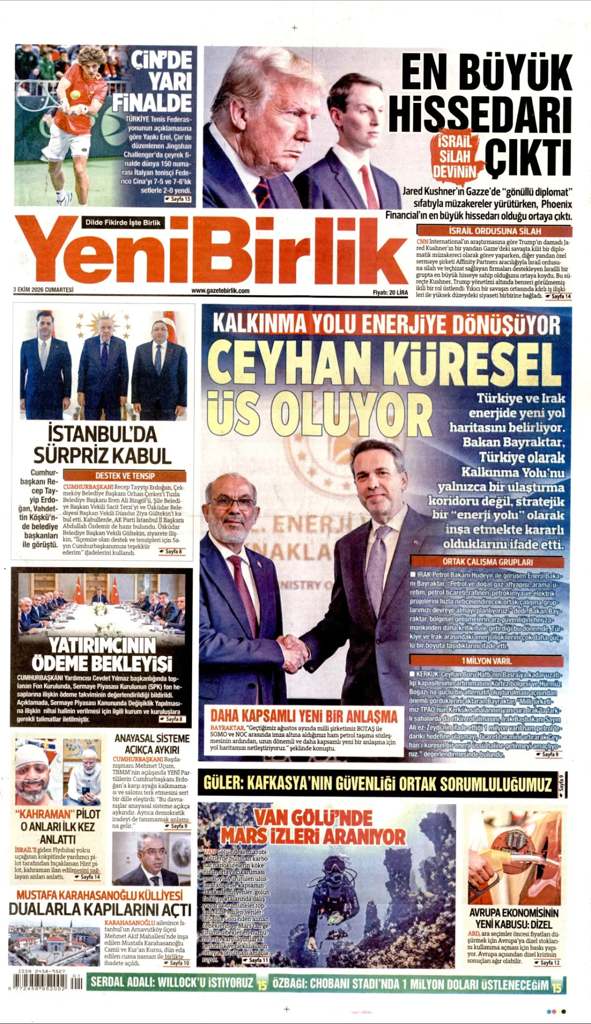 YeniBirlik birinci sayfa manşeti (04 Ekim 2026)
