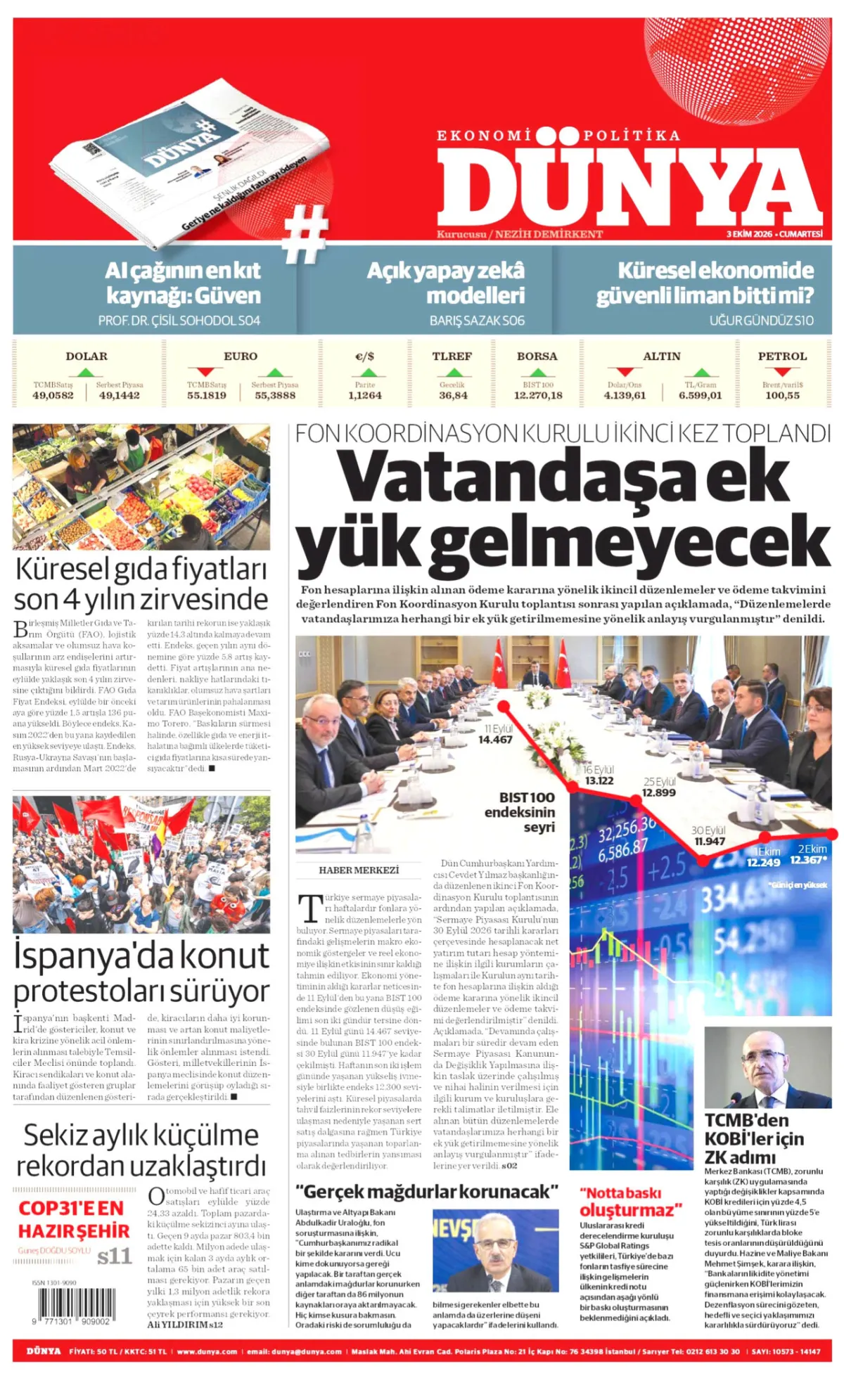 Dünya birinci sayfa manşeti (04 Ekim 2026)