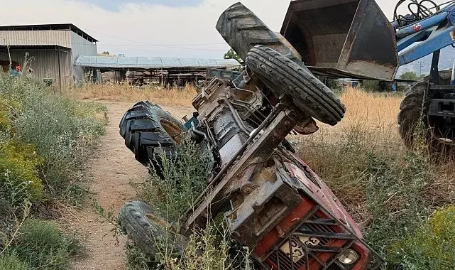 Tümseğe çarpan traktör devrildi, 16 yaşındaki çocuk ağır yaralandı