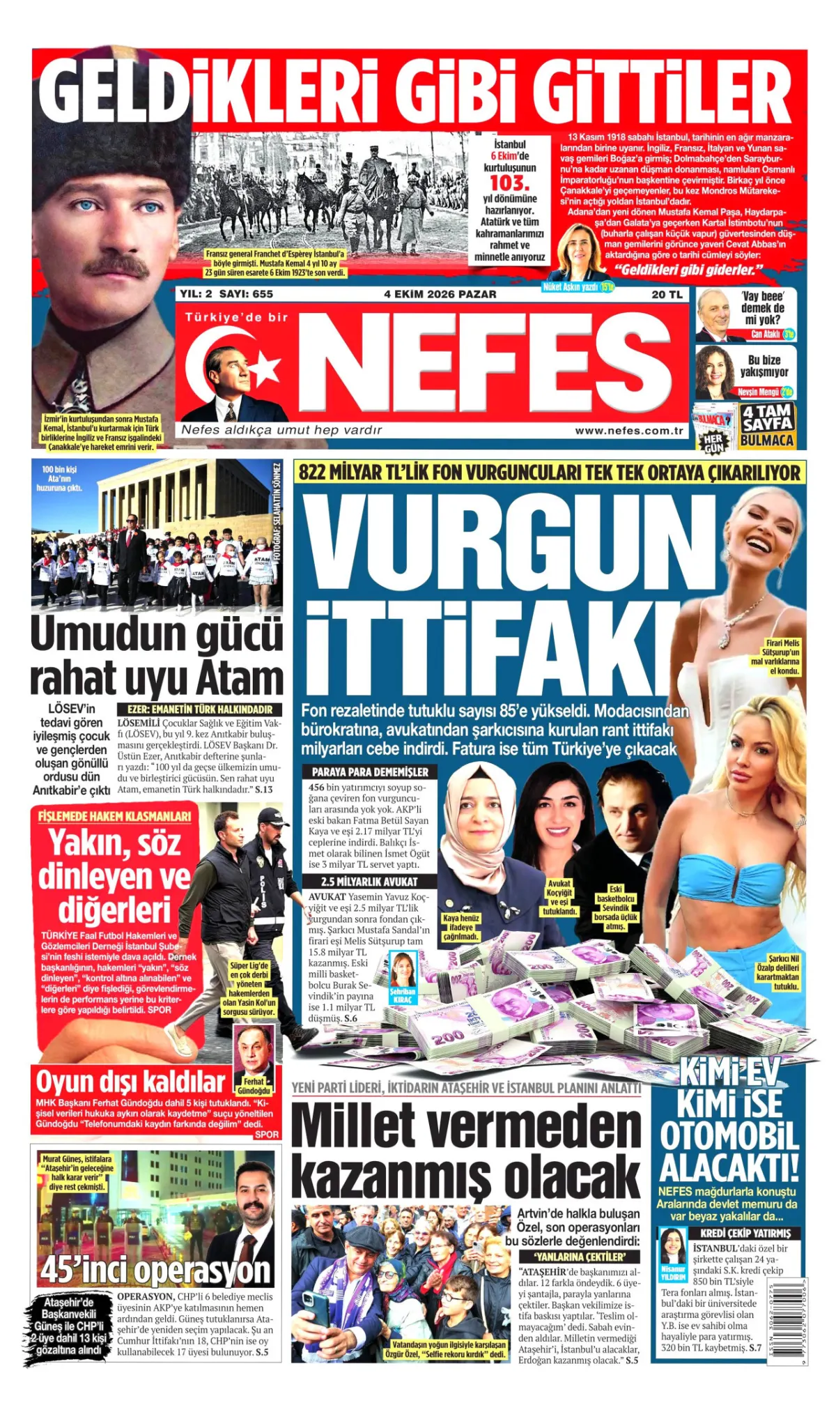 Nefes birinci sayfa manşeti (05 Ekim 2026)