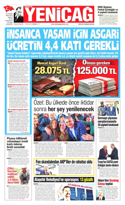 Yeniçağ manşeti