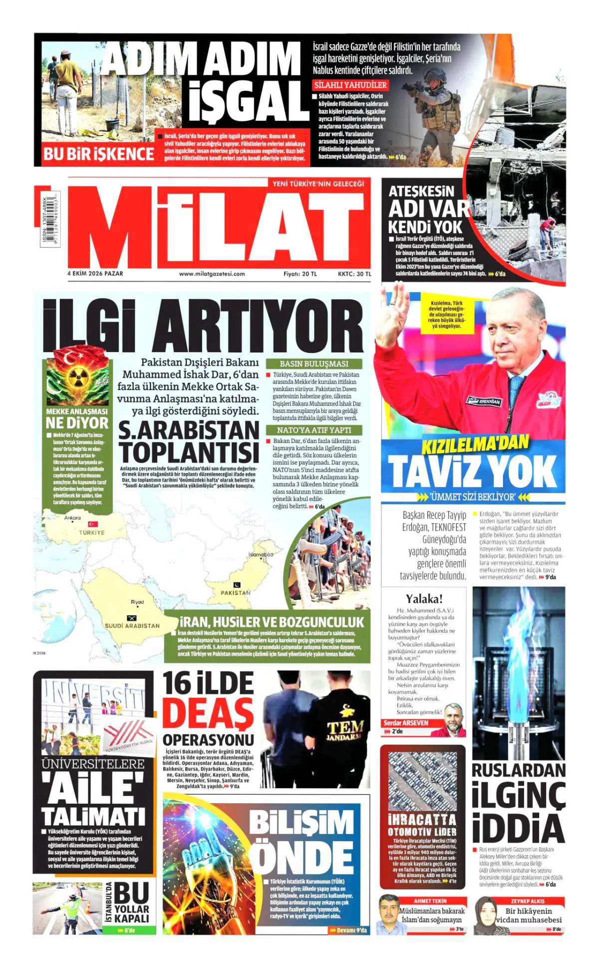 Milat birinci sayfa manşeti (05 Ekim 2026)