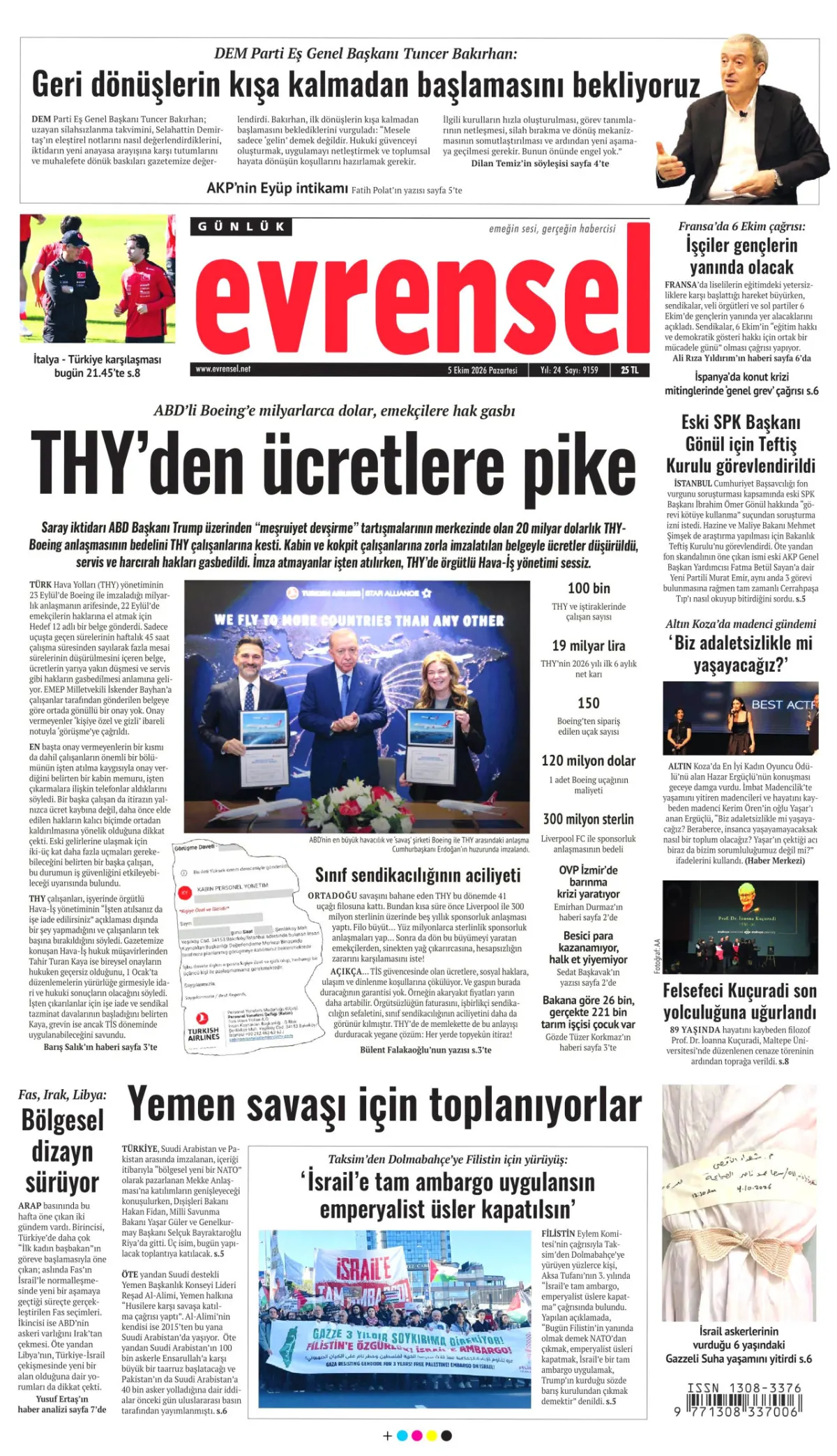 Evrensel birinci sayfa manşeti (05 Ekim 2026)