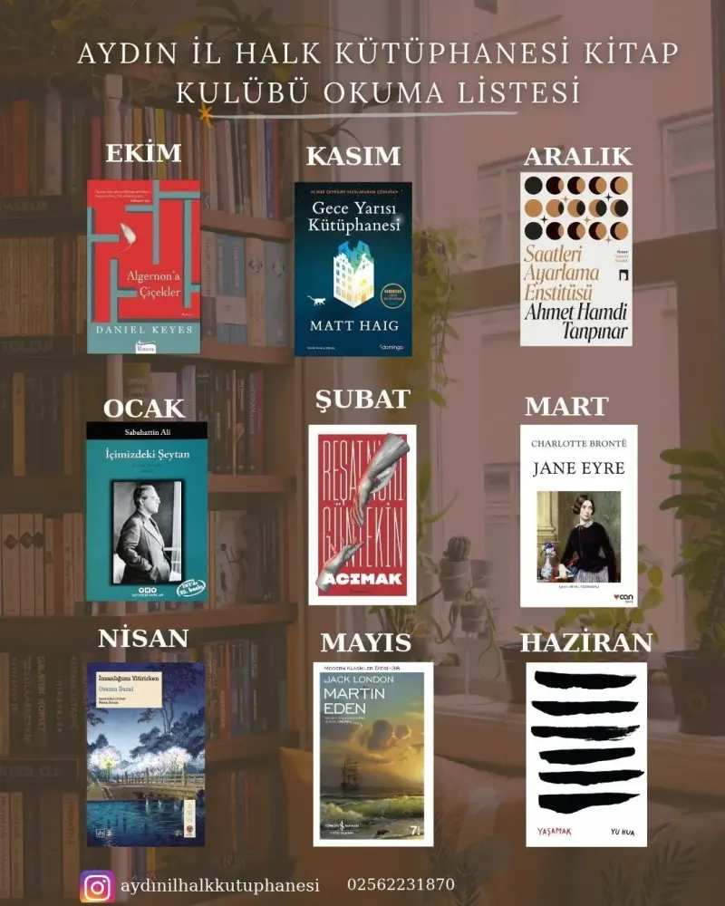 Aydın İl Halk Kütüphanesi Kitap Kulübünün Yeni Okuma Listesi Açıklandı