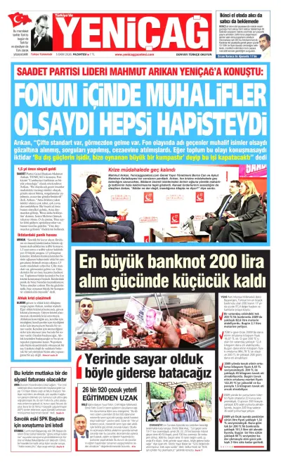 Yeniçağ manşeti
