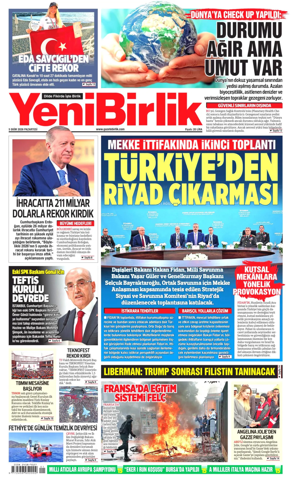 YeniBirlik birinci sayfa manşeti (06 Ekim 2026)