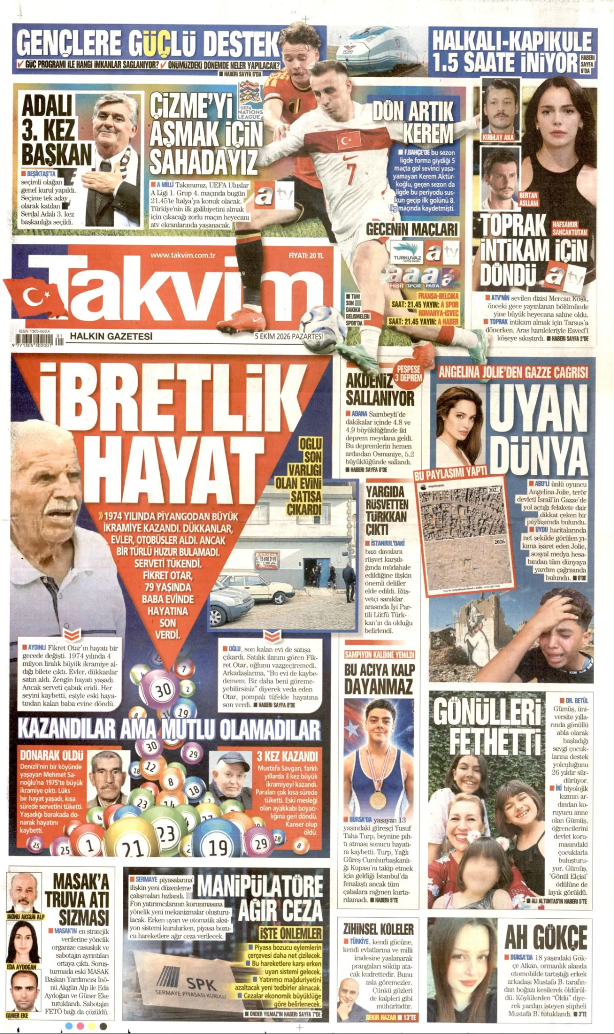 Takvim birinci sayfa manşeti (06 Ekim 2026)