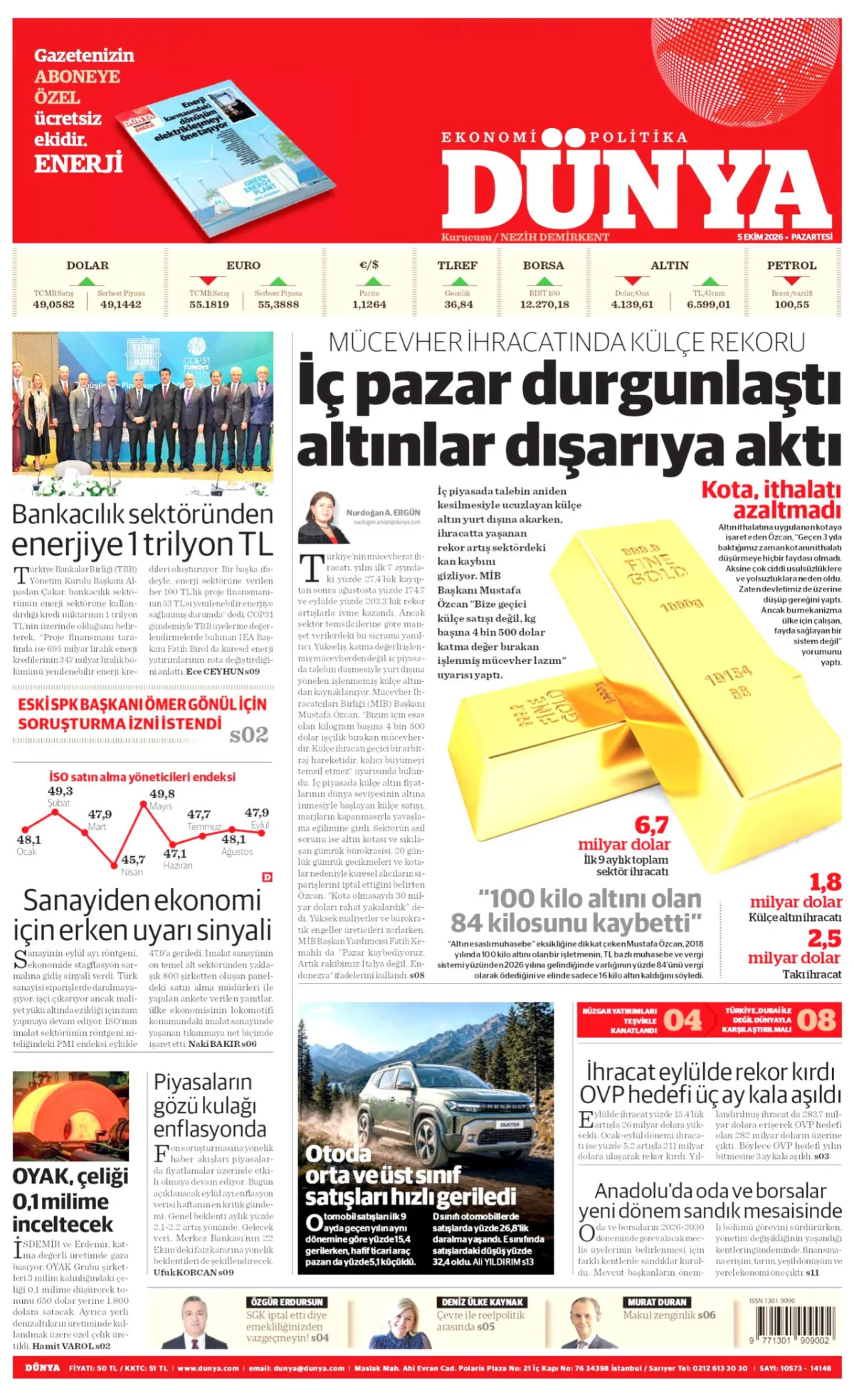 Dünya birinci sayfa manşeti (06 Ekim 2026)