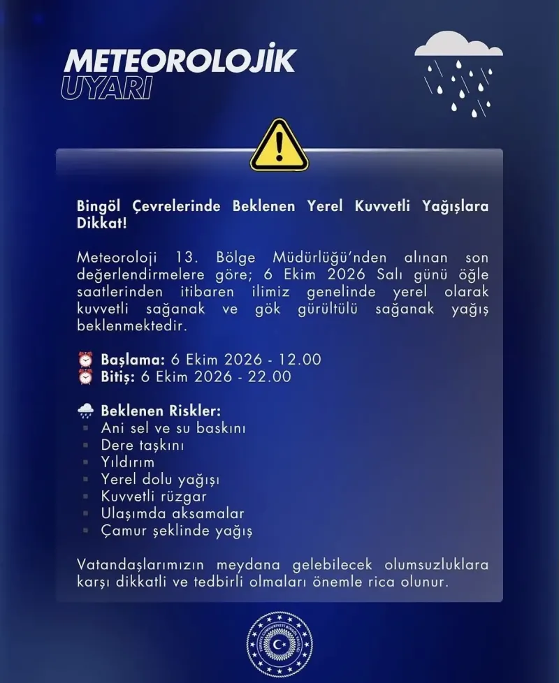 Bingöl Valiliğinden Son Dakika Kuvvetli Yağış Ve Sel Uyarısı