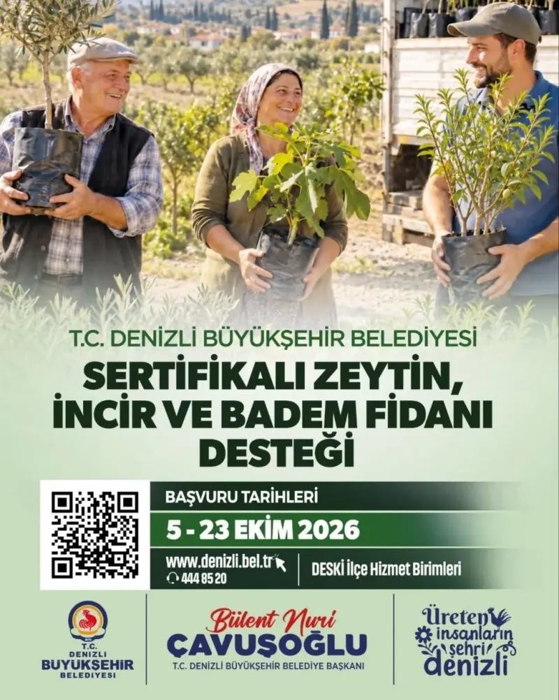 Denizli Büyükşehir Belediyesinden Çiftçilere Sertifikalı Fidan Desteği Başvuruları Başladı