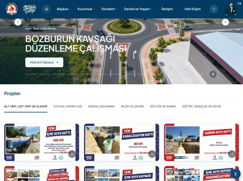 Denizli Büyükşehir Belediyesinin Resmi İnternet Sitesi Yenilenen Yüzüyle Yayında