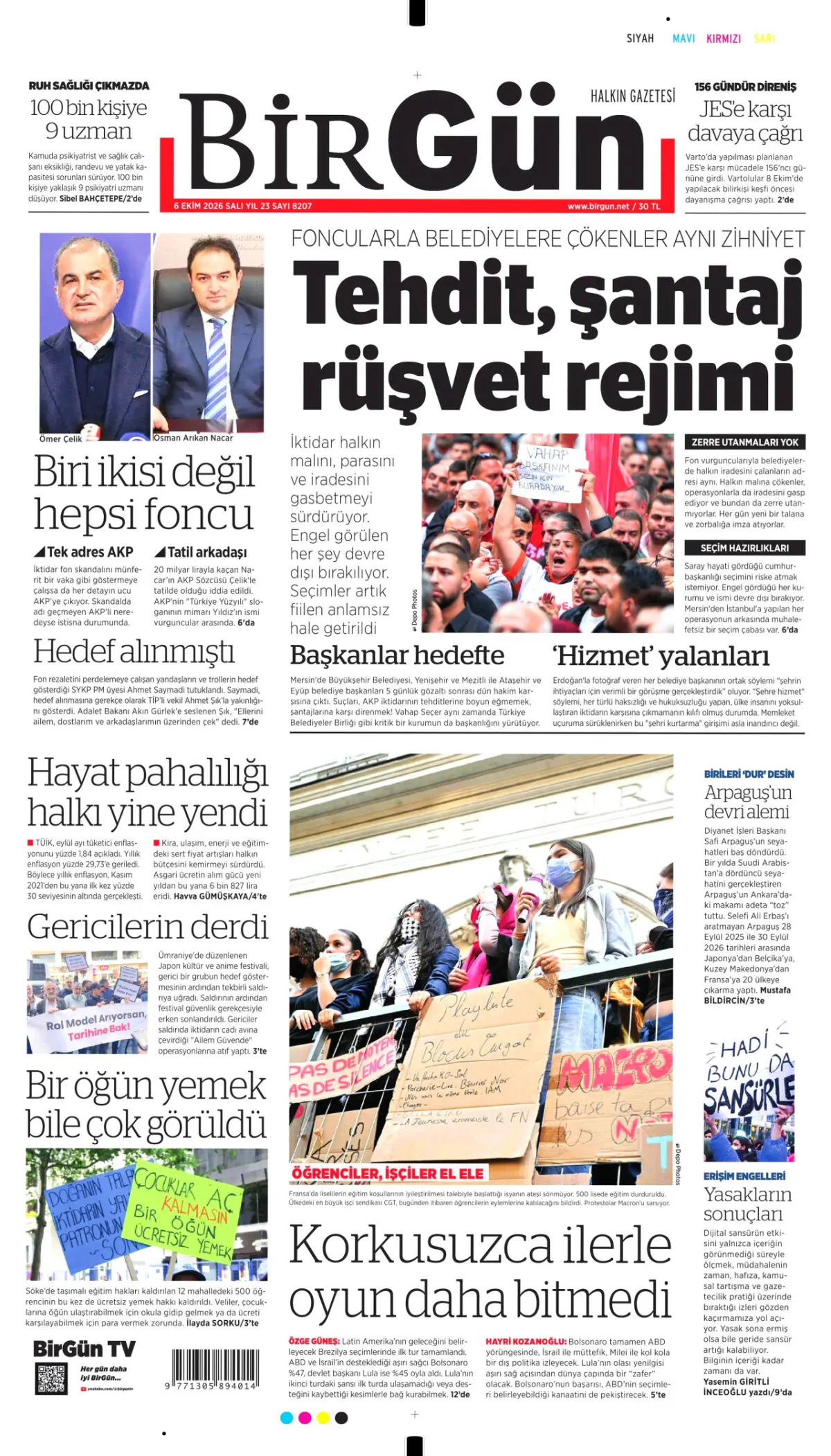 BirGün birinci sayfa manşeti (06 Ekim 2026)